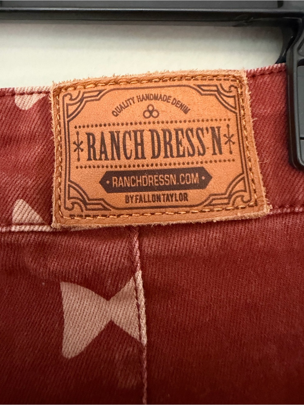 Patterned Rust Red Flared Jeans - Picture 4 of 5